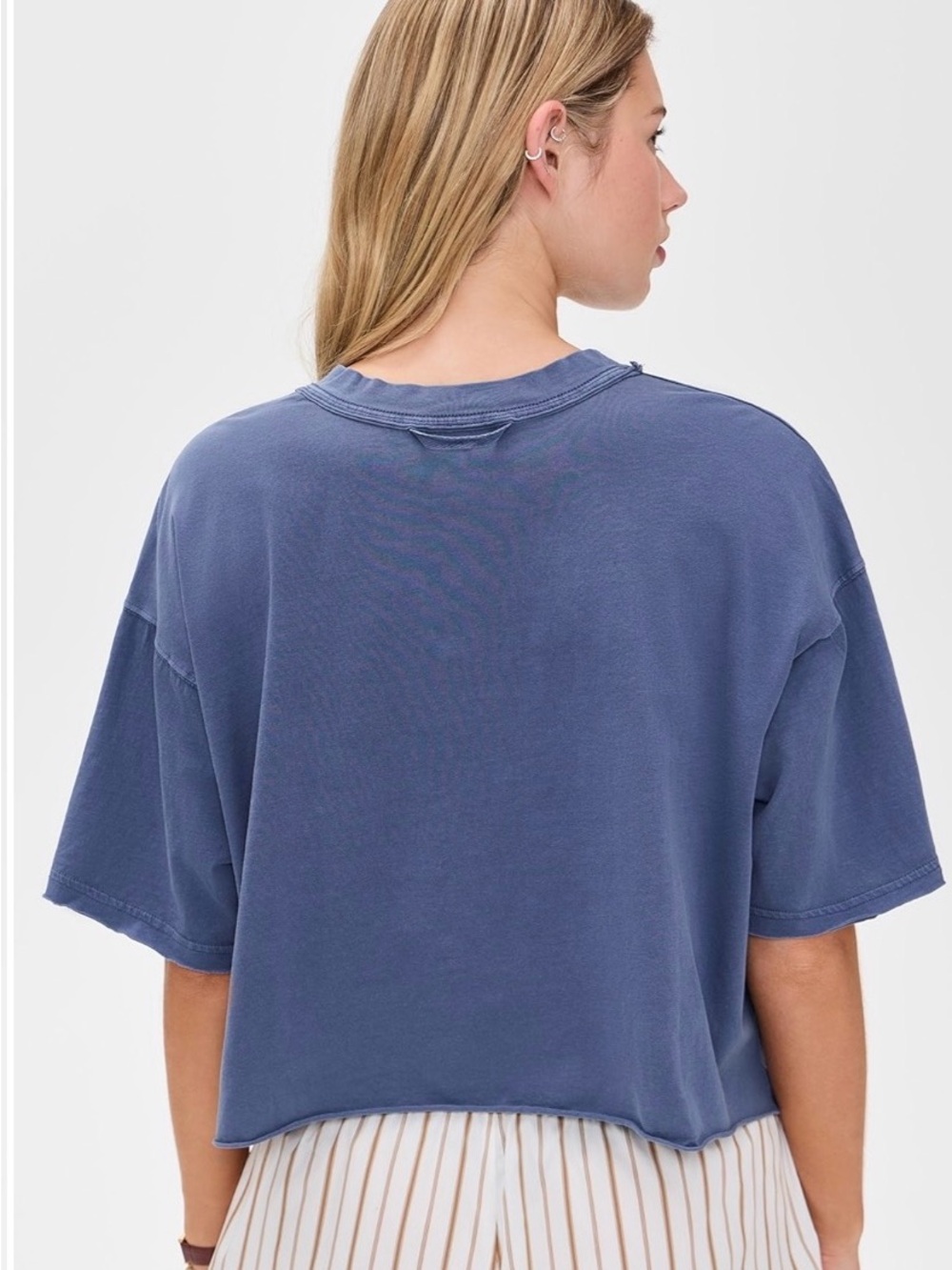 FP Movement by Free People Washed Blue Cropped Short Sleeve Tee - Picture 13 of 13